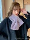 This winter Korean student scarf is made of faux Harajuku fur and rex rabbit fur. It is white and soft, providing warmth for girls details Picture